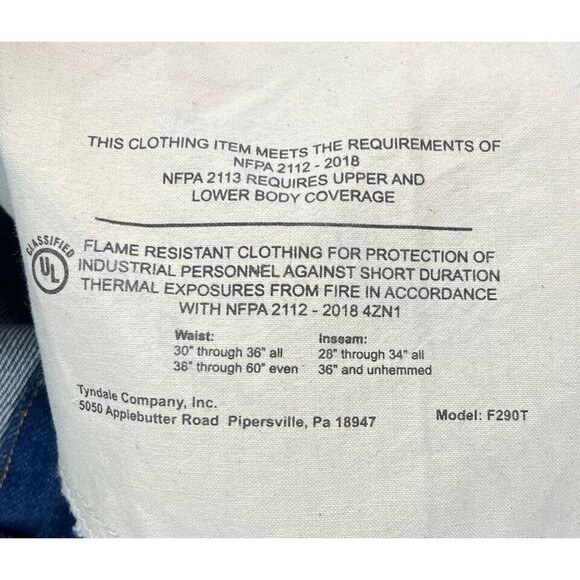 NWT Tyndale F290T Mens 42 x 31 Broken in Relaxed FR Flame Resistant Jeans USA - Picture 12 of 12